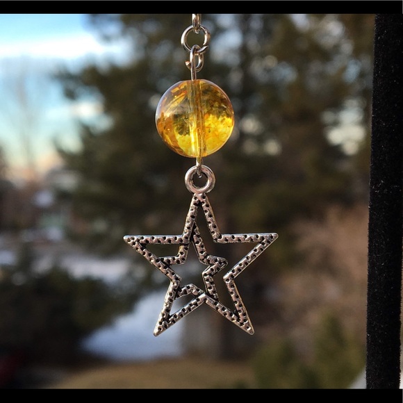 Yellow Citrine Star Dangle Earrings - Picture 8 of 8